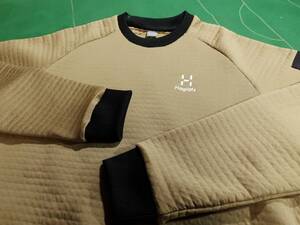 ▲Haglofsホグロフス ポーラテック パワーエア素材 セーター POWER AIR PULLOVER MEN ベージュ/ブラック アジアM 美品!!!▲