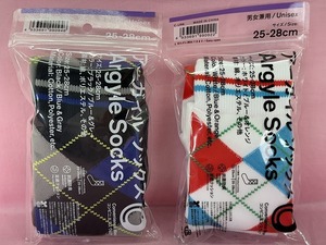 241203●○未使用　ファミリーマート　アーガイルソックス　2点セット　25-28㎝　男女兼用　靴下　ファミマ　現状品○●