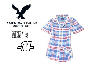 送料込み メンズM◇AMERICAN EAGLE◇チェック柄ボタンダウン半袖シャツ