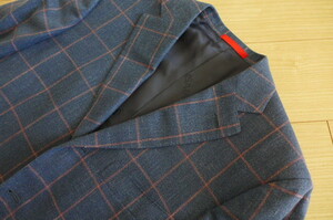 新品 即決 イタリア製 国内正規品 ISAIA イザイア チェック柄 極上 ジャケット サイズ48 ブルーにピンクのウィンドペンがオシャレ♪