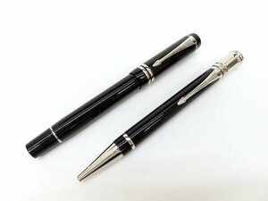 ◆超美品◆PARKER パーカー◆デュオフォールド◆万年筆 ツイスト式ボールペン セット◆黒 シルバー◆18K750◆ボールペン筆記確認済◆A5427