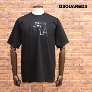 DSQUARED2/XSサイズ/丸首Tシャツ S78GD0067 ロゴ プリント ジャージー快適 半袖 イブラヒモビッチ コラボ 新品/黒/ブラック/jd253/