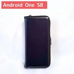 Android One S8 S8-KC 手帳型 ケース 財布付き ネイビー