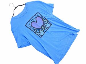 ネコポスOK アメリカンイーグル キースへリング プリント Tシャツ sizeM/青 ■◆ ☆ efa5 メンズ