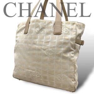 1円～ CHANEL シャネル A4 トートバッグ ハンドバッグ ニュートラベルライン ベージュ系 ナイロン レザー 肩掛け 通勤 通学 レディース