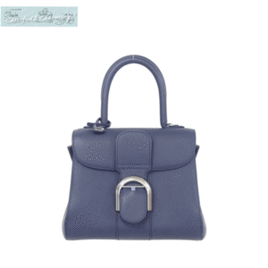 DELVAUX デルヴォー Brillant Mini 2WAYハンドバッグ ネイビー シルバー金具 グレインカーフ ブリヨンミニ