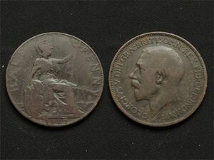 【イギリス】 1921年 ハーフペニー 1/2 Penny ジョージ5世 ブリタニア女神 銅貨