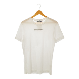 DOLCE&GABBANA ドルチェアンドガッバーナ G8JM4Z Tシャツ トップス カットソー 46 ホワイト ロゴ刺繍 クルーネック