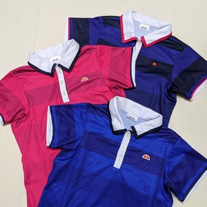 ☆AE5 ellesse エレッセ 福袋 レディース S 半袖 ポロシャツ 3点 セット まとめ ピンク ネイビー ブルー スポーツ ウェア