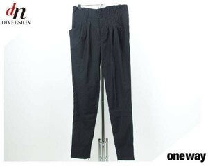 one way ワンウェイ ポリエステル レーヨン 裾ジップ 3タック パンツ BLACK M