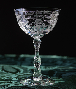 1940年代 フォストリア クリスタル ナバラ エッチング フラワー シャンパン カクテルグラス 酒 バーグラス ビンテージ