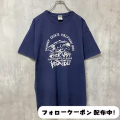 古着 used　GILDAN　ギルダン　半袖アニマル柄プリントTシャツ　ネイビー　紺　レトロ　デザイン　クルーネック　春夏服