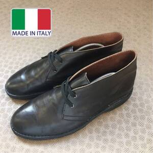 ★【 Made in ITALY 】★茶芯が覗くレザーデザートブーツ ★サイズ43