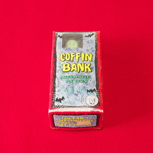 骸骨貯金箱 COFFIN BANK 貯金箱 ヨネザワ？ ガイコツ デッドストック品 日本製 ゼンマイ動力 箱付き ゼンマイ 1960年代 当時物 昭和レトロ