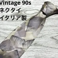 Vintage 90s ネクタイ イタリア製 ホワイト y2k 幾何学模様 総柄