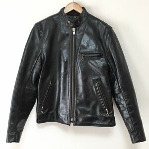 USA製VANSONバンソン☆本革レザーライダースジャケット３８シングルライディングジャケット黒ブラックメンズ革ジャンバイカーアメリカ製