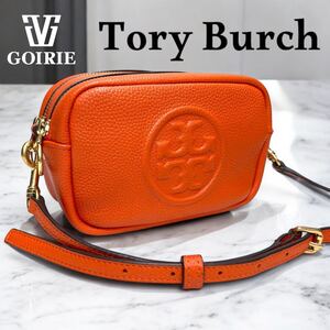 【極美品】 Tory Burch トリーバーチ ミニショルダーバッグ 斜め掛け ダブルファスナー 袋付き ゴールド金具 カメラバッグ 斜め掛け 肩掛け