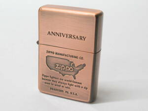 ｗG21〇※未着火 ZIPPO 銅メッキ ANNIVERSARY ヴィンテージ 1989年製 ロゴ 箱付 ジッポー 喫煙具 ライター