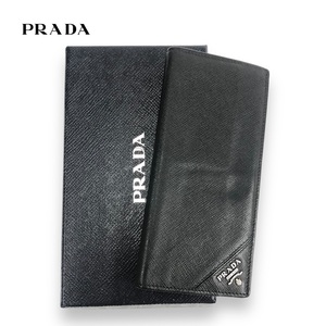 【ITM7QGFM7SF2】PRADA プラダ 長財布 黒 レザー 小銭 札入れ カード収納 ギャランティカード 2MV836 ショッパー付