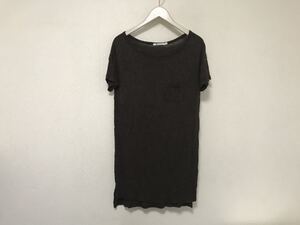 本物ティーバイアレキサンダーワンTbyALEXANDERWANGレーヨンロング丈半袖Tシャツレディースビジネススーツアメカジインナー茶S