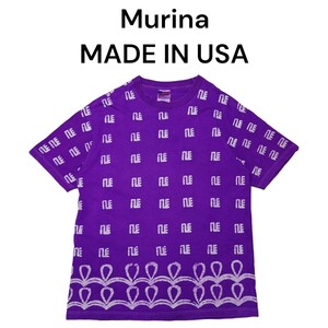 USA製 Murina 総柄プリント　Tシャツ　古着　パープル