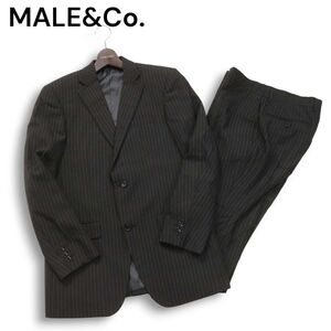 MALE&Co. タカキュー 通年 総裏★ 2B ストライプ セットアップ スーツ Sz.Y5　メンズ ビジネス 黒　I4T02569_8#O