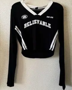 SHEIN Dazy BELIEVABLE長袖Tシャツ 黒