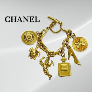 高級 CHANEL シャネル アイコンモチーフ クローバー カメリア No.5 天使 タートル ゴールド チェーン ブレスレット