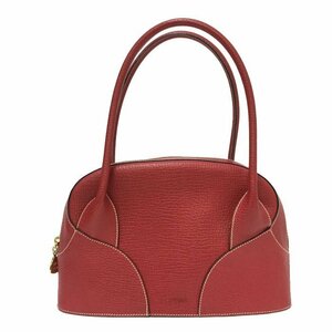 ロエベ LOEWE ヴィンテージ ロゴ刻印 レザー ハンドバッグ レッド