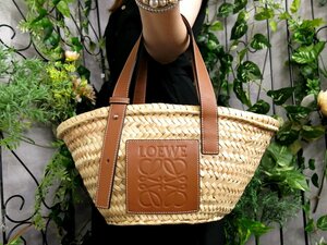 ●未使用 保管品●LOEWE ロエベ●アナグラム●カゴバッグ●ヤシの葉 カーフ レザー 本革●ハンド バッグ●ナチュラル 茶系●G金具●Js47801