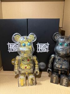 BE@RBRICK HxS (HIROTA SAIGANSHO) 400% CLEAR BLACK GOLD SET 廣田彩玩所MEDICOM TOY メディコムトイ ベアブリック