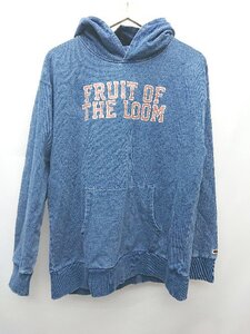 ◇ Fruit of the Loom ロゴ刺繍 プルオーバー 長袖 パーカー トレーナー サイズL ブルー系 レディース P