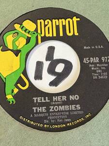 1965 全米6位 THE ZOMBIES TELL HER NO / LEAVE ME BE 両面NM ロッド・アージェント 