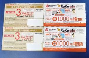 ビックカメラ ポイントアップ＆ラクウルRaKu-uru買取金額1000円増額 クーポン 各2枚 株主優待 2025年2月28日まで