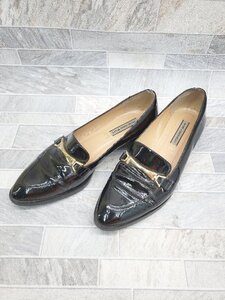 ◇ INTER-CHAUSSURES インターショシュール イタリア製 デザイン ローファー シューズ サイズ38 ブラック レディース P