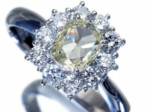 1円～【ジュエリー極】極上品！超大粒極上1粒ダイヤモンド1.012ct(VS‐1)＆脇極上ダイヤ0.48ct 超高級Pt900リング k9012ivl【送料無料】