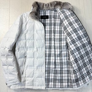 美品/M★バーバリー/BURBERRY BLACK LABEL ノバチェック ブロックキルティング ライトダウン ジャケット ブルゾン ファー 軽量極暖 メンズ