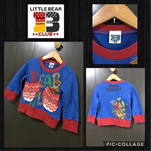 ★LITTLE BEAR CLUB リトルベアークラブ 長袖 トレーナー 厚手 リブ付き 飾りポケット付き プリント ベビー80cm 送料無料