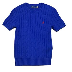 POLO RALPH LAUREN ラルフローレン 綿100%半袖ニットカットソー　青ブルー