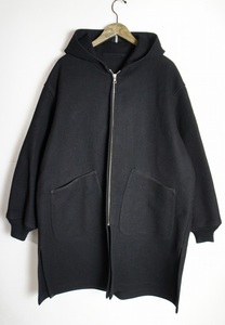 定番 美品 COMOLIコモリ ウール メルトン Hooded Coat フーデッド コート ジップアップ N03-04010 サイズ2 NAVY紺 505N▲