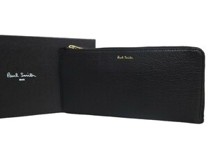 新品未使用 正規品 ポールスミス Paul Smith 長財布 薄型長財布 L字ファスナー長財布 カラースロット ブラック ヤギカワ/牛革 BPW054-10