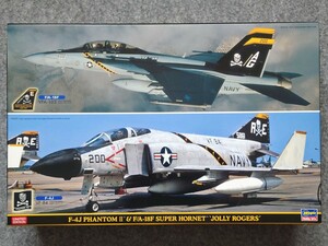 1/72 航空機プラモデル ハセガワ F-4J ファントムII & F/A-18F スーパーホーネット “ジョリーロジャース” (2機セット) 未組立