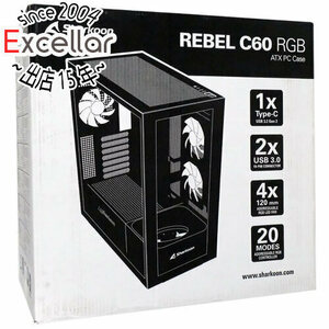 SHARKOON ミドルタワーPCケース REBEL C60 RGB WT ホワイト [管理:1000028283]