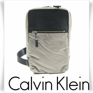 新品1円～★定価2.7万 CK CALVIN KLEIN カルバンクライン メンズ 日本製 ワンショルダーバッグ グレー テンプル ボディバッグ 本物◆4659◆