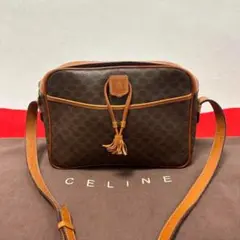 CELINE セリーヌ マカダム ショルダーバッグ タッセル　ブラウン