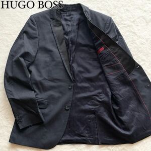 【美品】ヒューゴボス HUGO BOSS 【圧倒的高級感】 ラペル切り替え パイピング レッド テーラードジャケット 2B サイズ48 メンズ L