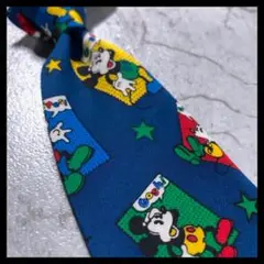 90s レトロ古着 オールド ディズニー ミッキー ネクタイ 総柄 シルク