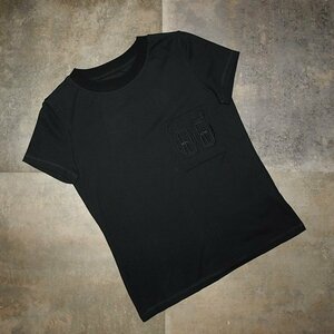 HERMES◇エルメス・半袖Tシャツ 刺繍入りポケット◇ブラック　36サイズ　マイクロ刺