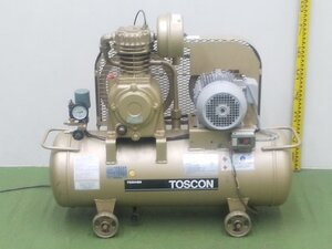 (1円スタート！) 東芝 コンプレッサー TOSCON 小形往復空気圧縮機 SP10D-15T2 / L1-1.5kW 容量65L 三相200V 動作良好 A7074