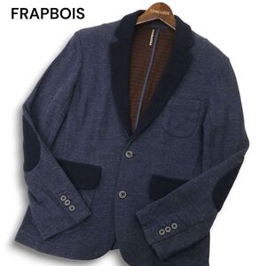 FRAPBOIS フラボア 秋冬 エルボーパッチ 2B ウールライク★ ツイード テーラード ジャケット Sz.M位　メンズ ネイビー　C4T09227_A#N